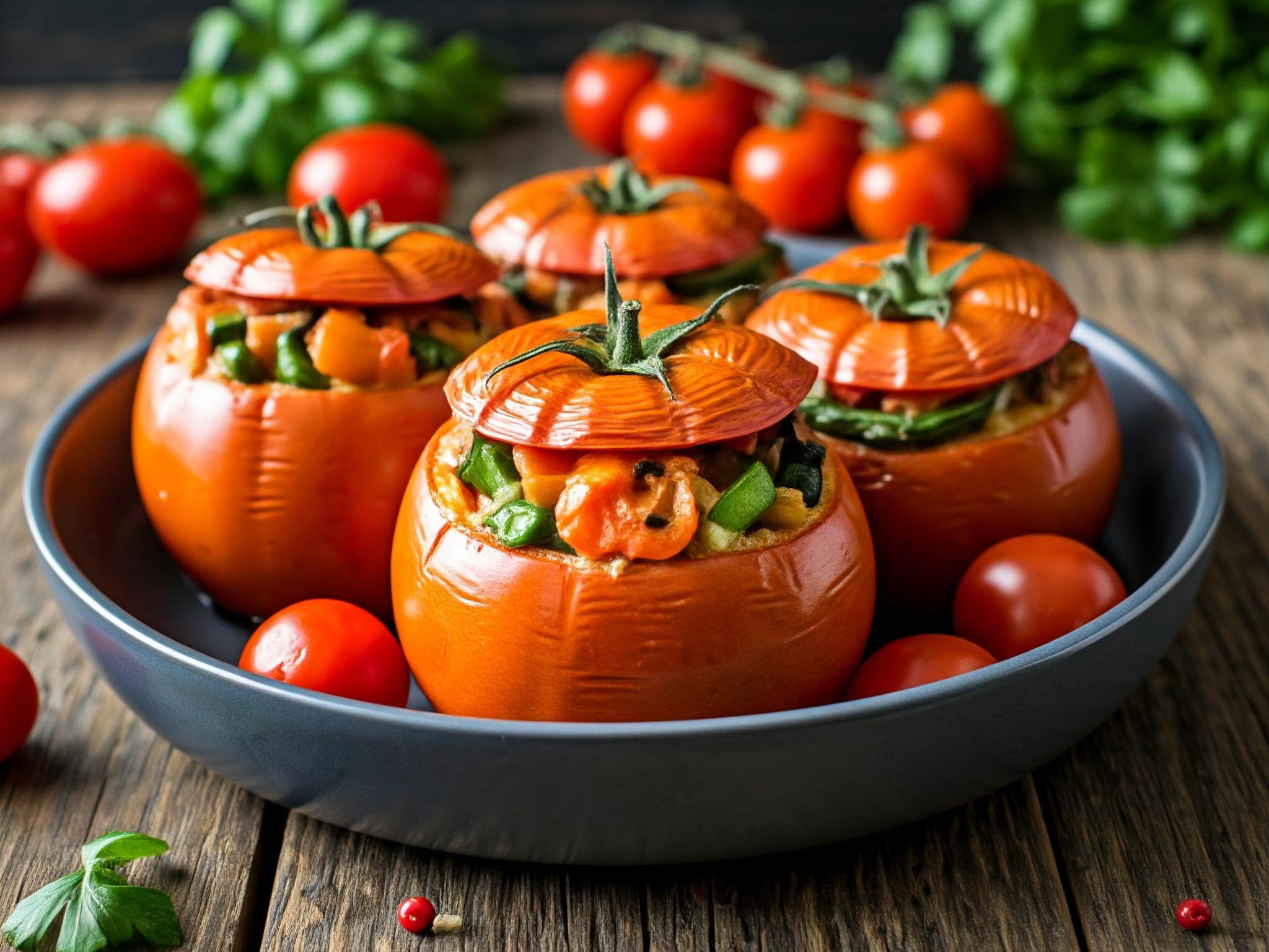 Pomodori ripieni di verdure e pomodorini